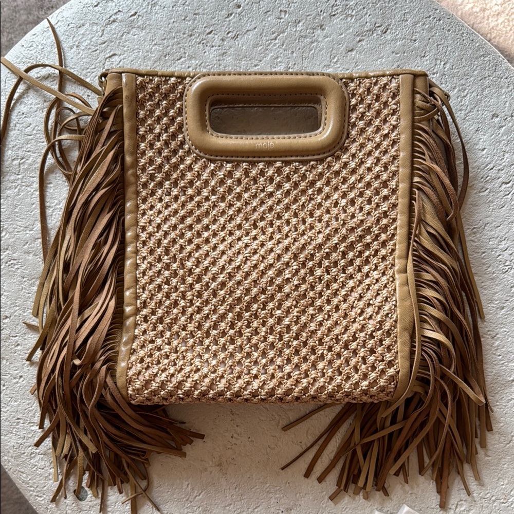 Maje Woven Bag with Fringe Details